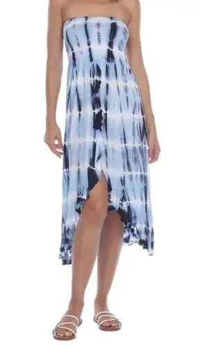 Raviya NWT tie dye smocked Strapless swim Coverup Dress S Blue