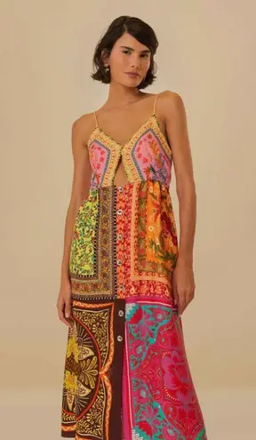 Farm Rio Mixed Scarves Cutout Sundress S