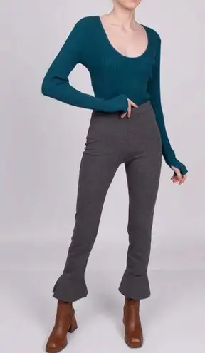 PINKO Sweat Trousers Melange Flare Cuffs in Grey, Made in Italy,Size 38 IT (2US)