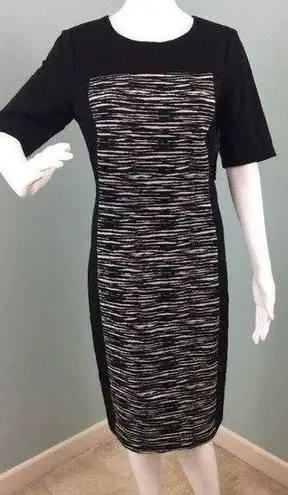 DKNY NWT Women's  Black Panel Space Dye Print Short Sleeve Sheath Dress Sz 12