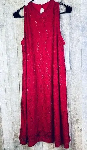 Tiana B SZ 10 Lace Overlay Lined Dress with Sequins & Sleeveless Keyhole…