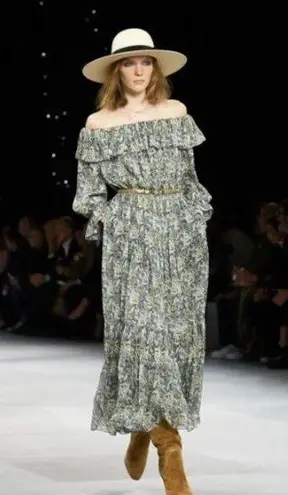 CELINE 2020 Off Shoulder Floral Print Dress