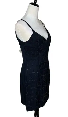 Scott McClintock 90s Vintage Black Beaded Mini Dress Dark Romantic Size 8