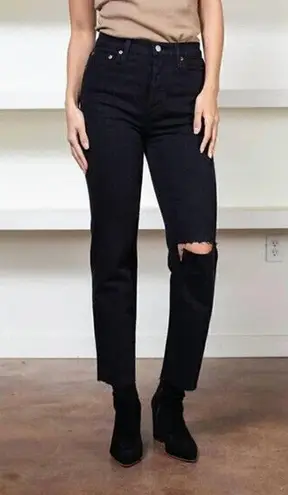 Pistola NWT Keaton Button Fly High-Waisted Slim Straight Jeans Women's Black 24