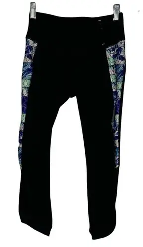 Calia Pants Womens XS Crop Leggings Black Multicolored Graphic Print Athleisure