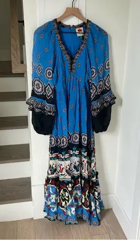 Farm Rio Anika Tiles Blue Maxi Dress in Blue