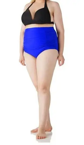 Relleciga Women's Royal Blue High Waisted Ruched Bikini Bottom Size XXL