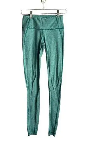 Lululemon  Mid Rise Leggings Women's 6 Green Striped Stretch Activewear Yoga