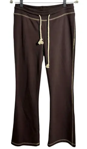 Edikted Sweatpants Women M Brown Exposed Stitching Flared Y2K Rope Tie Casual