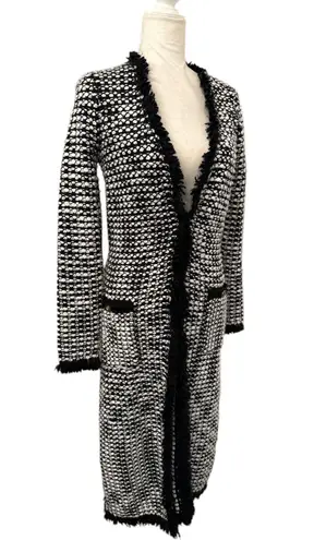 Boston Proper Womens Knit Open Front Black and White Cardigan Sweater Size XS