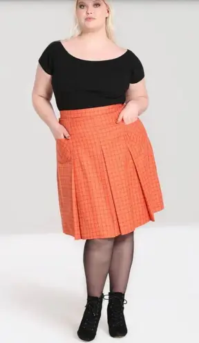 Hell Bunny Orange & Black Check Zora Skirt NWT | 2XL |