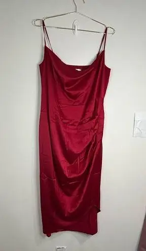 Unbranded Red Satin Cowl Neck Slip Dress