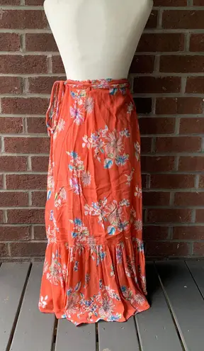 Floral Wrap Skirt Orange Size M