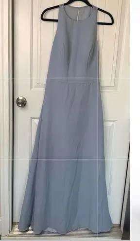 Hayley Paige Occasions Hayley Paige blue bridesmaid dress 5714 maxi chiffon size 8 wedding guest modest