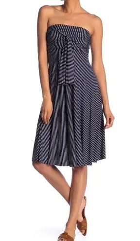 Elan 8 Way Convertible Multi Way Striped Jersey Dress Swim Coverup Blue White M