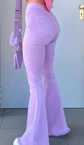 Y2K Light Purple Ripped Flared Jeans Size XL