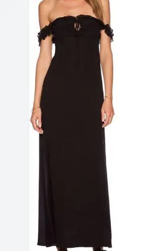 Stone Cold Fox Brooks Black Maxi Dress Ruffle Straps Sz M