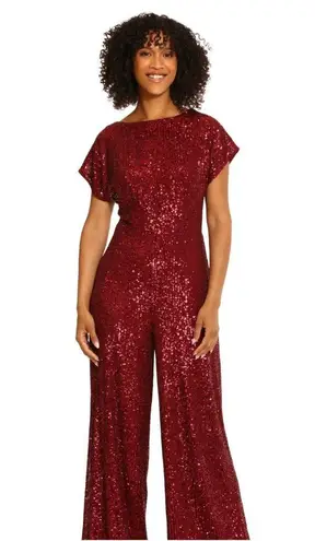 Maggy London NWT amber sequin jumpsuit in burgundy