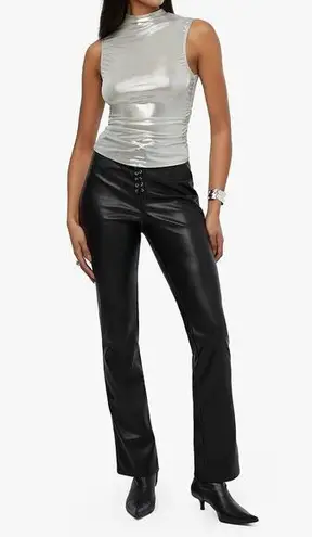 We Wore What Womens Lace Front Vegan Leather Black Pant Size 26 NWT