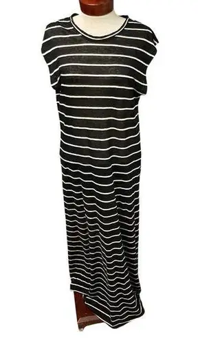 IRO Womens Size Small Molly Linen Dress Black White Stripe Short Sleeve Maxi
