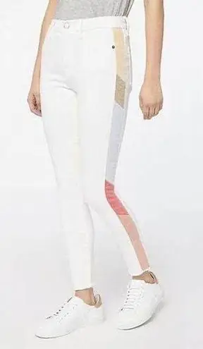 Frame Le High Skinny Colorblock Blanc Panel White High Rise Jeans Size 29