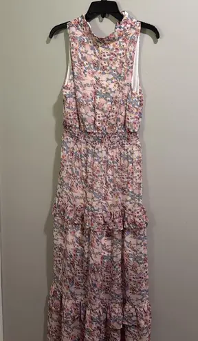 FSL Apparel floral print ruffled halter top maxi dress White