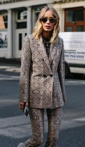 ANINE BING ππ Cigarette Python Trousers ~ Split Cuff Snakeskin Print XS NWT