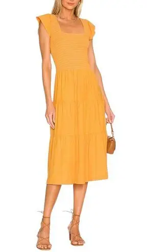 Nation Ltd Josie Square Neck Midi Dress in Mango