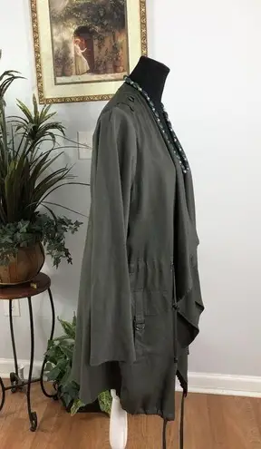 Carolina belle Women Jacket Cinched Waist 1X Cap 3/4 Sleeve Open Lagenlook Boho