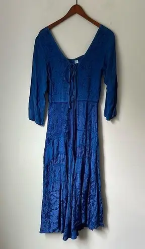 Women’s long corset Renaissance Fairycore maxi dress Cottagecore Sz OS = Blue