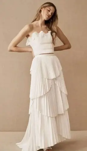 AMUR Ophelia Pleated Taffeta Maxi Skirt White Womens Size 8