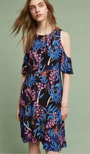 Maeve ANTHROPOLOGIE  Elia Floral Cold Shoulder Dress Size 4