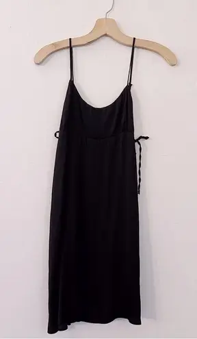 Free People  Smooth Sailin’ Black Mini Slip Dress Satin Bows