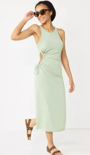 Planet Gold Sleeveless Knit Midi Dress With Cut Out Tie Side By