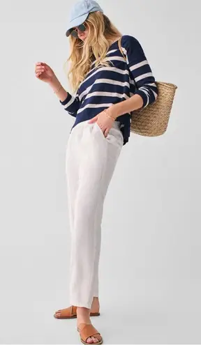 Faherty Golden Hour Crewneck Sweater Navy Calico Stripe Small NWT Blue