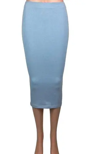ZARA  NWT Women's Light Blue Cotton Seamless Fitted Midi Pencil Skirt Size XS/S - Image 1