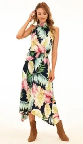 Veronica M ππ Smocked Waist Halter Maxi Dress Floral