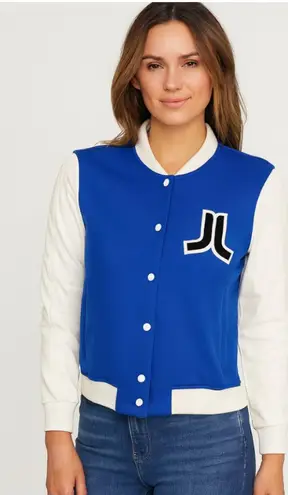 WeSC Virginia Jacket Womens Small Fleece Varsity Bomber Letterman Blue