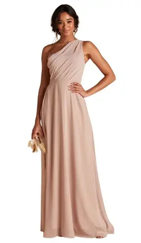 Birdy Grey Kira Chiffon Bridesmaid Dress in Taupe Sz Large Mocha Cream
