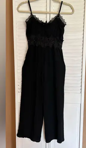 Lulus Leeta Black Swiss Dot Lace Wide Leg Jumpsuit Size XS