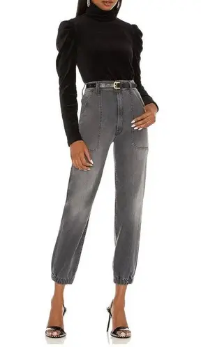 Mother Women’s Plus Size 33 The Wrapper Patch Springy Ankle Jeans Gray