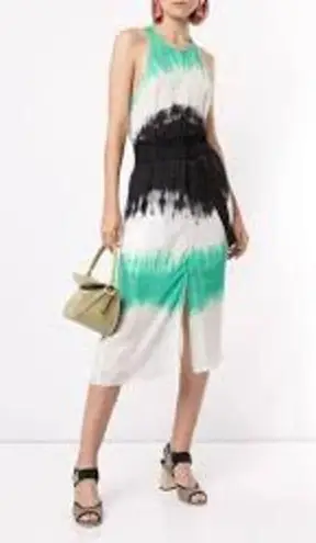 ALC Tallulah Silk Tie Dye Midi Dress Size 2 REVOLVE Green