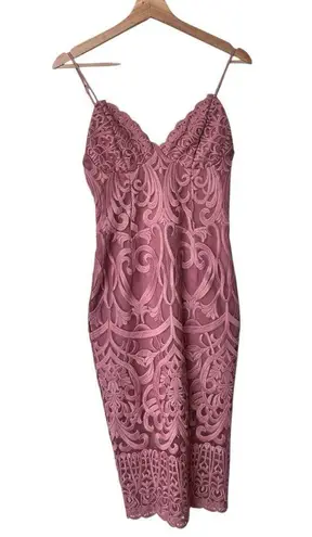 Bardot 4 XS Gia Lace Pencil Midi Dress Spaghetti Strap Pink
