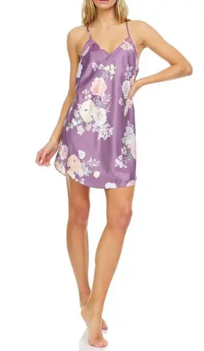 Flora Nikrooz Collection Lilac Arisa Printed Charmeuse Slip Gown
