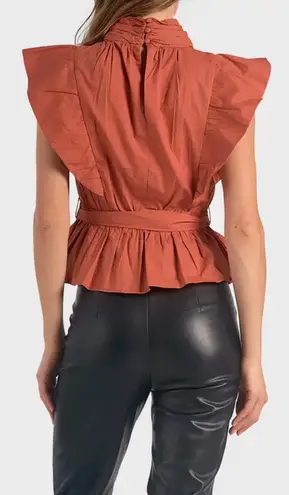 Elan Boutique Rust Flutter Sleeve Top 