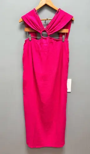 Mara Hoffman Laila halterneck midi dress in raspberry pink M
