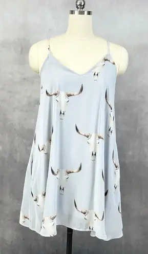 Peach Love California Womens Dress M Bull Skull Print Western Boho Rodeo USA