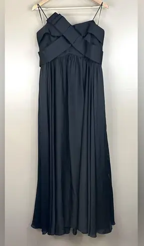 JS Collections Womens Black Satin Strapless Ribbon Bow Long Maxi Dress Gown 14