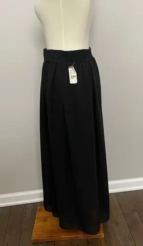 Vintage Clio Pants Wide Leg Palazzo Culottes Cropped Elastic Waist Lined Black Size M