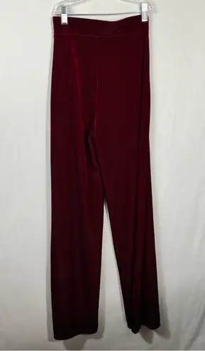 Naked Wardrobe Red Velvet Velour High Waisted Straight Wide Leg Pants NWT Small